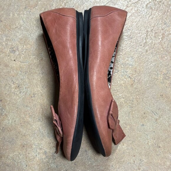 Clarks Bendables Rose Pink Leather Comfy Ballet Flats With Bow Detail Size 8 - Picture 5 of 11